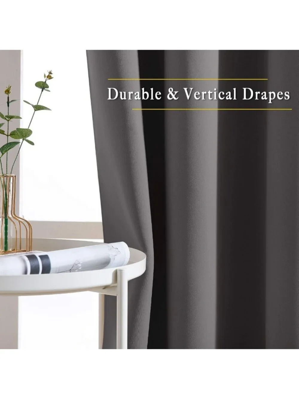84-Inch Grey Blackout Curtains for Bedroom, 2 Panels, Energy Efficient & Stylish